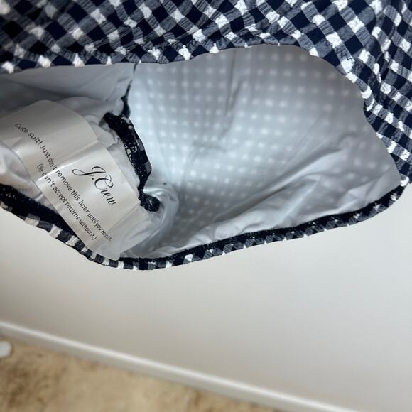 J.Crew Ruffle V Neck One Piece Gingham Swimsuit Padded Navy Retro US 24 NWT - Picture 11 of 13
